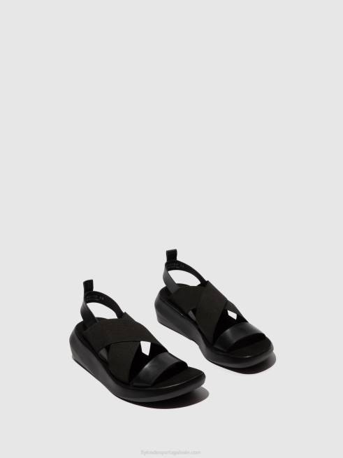 preto L02L593 sandálias cruzadas baji848 Fly London mulheres
