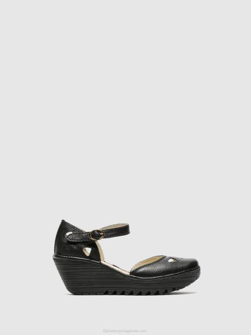 preto L02L616 sandálias de cunha yuna Fly London mulheres
