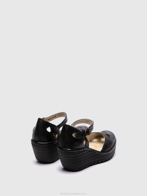 preto L02L616 sandálias de cunha yuna Fly London mulheres