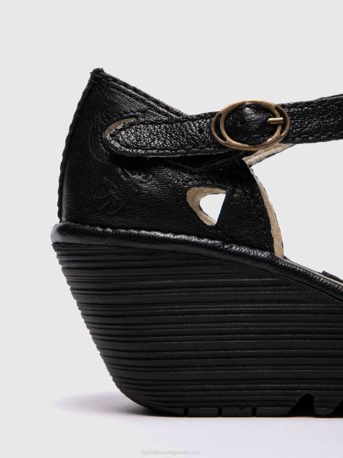 preto L02L616 sandálias de cunha yuna Fly London mulheres