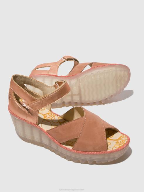 rosa/dourado L02L504 sandália de tira no tornozelo yent365 Fly London mulheres