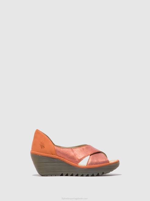 salmão/pêssego L02L564 sandálias cruzadas yoma307 Fly London mulheres
