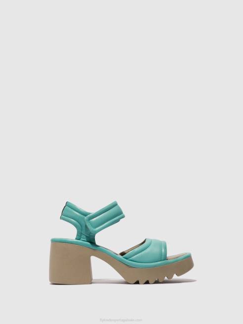turquesa L02L397 sandálias de velcro mank433 Fly London mulheres