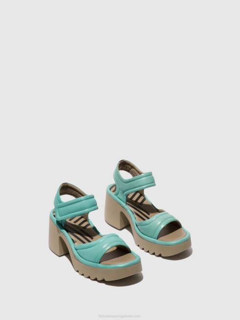 turquesa L02L397 sandálias de velcro mank433 Fly London mulheres