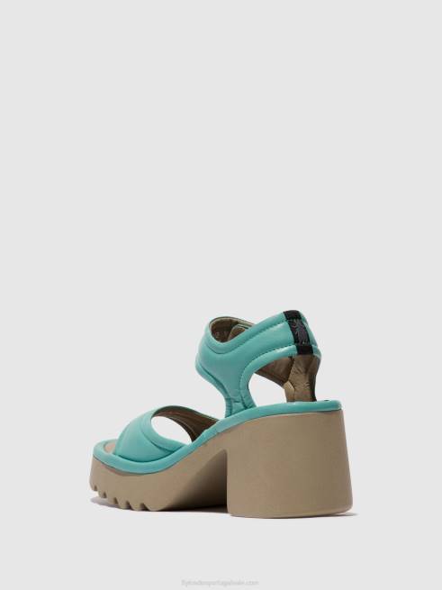 turquesa L02L397 sandálias de velcro mank433 Fly London mulheres