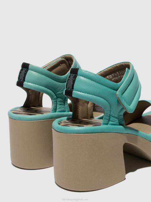 turquesa L02L397 sandálias de velcro mank433 Fly London mulheres
