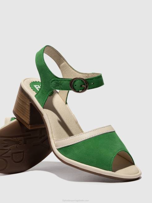 verde claro/offwhite L02L569 sandália tira no tornozelo lear374 Fly London mulheres