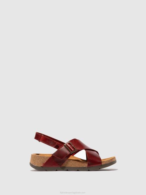 vermelho L02L589 sandálias cruzadas chlo852 Fly London mulheres