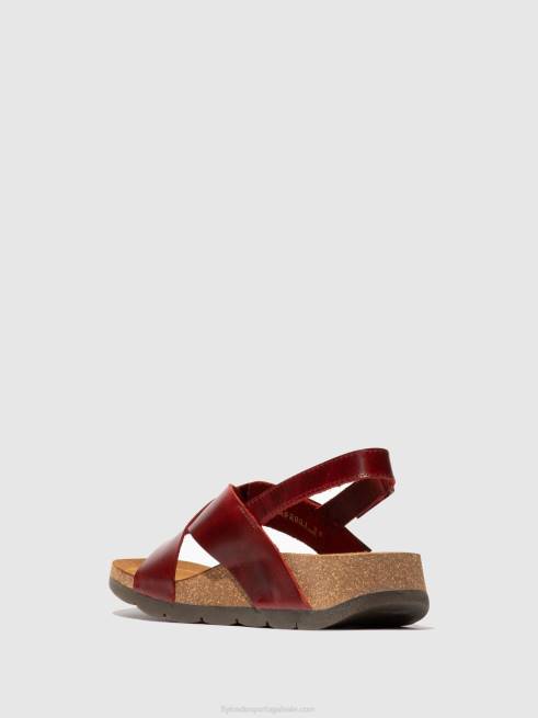 vermelho L02L589 sandálias cruzadas chlo852 Fly London mulheres