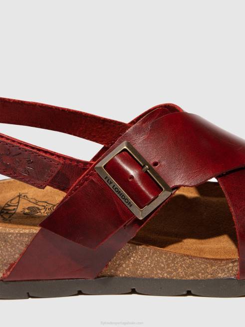 vermelho L02L589 sandálias cruzadas chlo852 Fly London mulheres