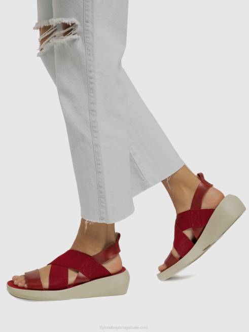 vermelho L02L591 sandálias cruzadas baji848 Fly London mulheres