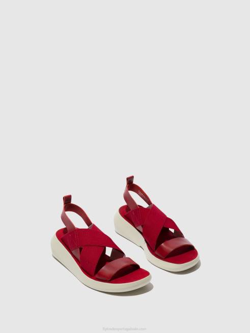 vermelho L02L591 sandálias cruzadas baji848 Fly London mulheres
