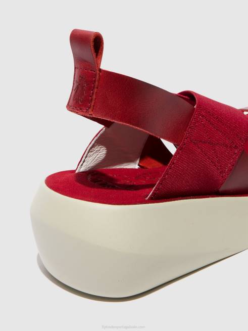 vermelho L02L591 sandálias cruzadas baji848 Fly London mulheres