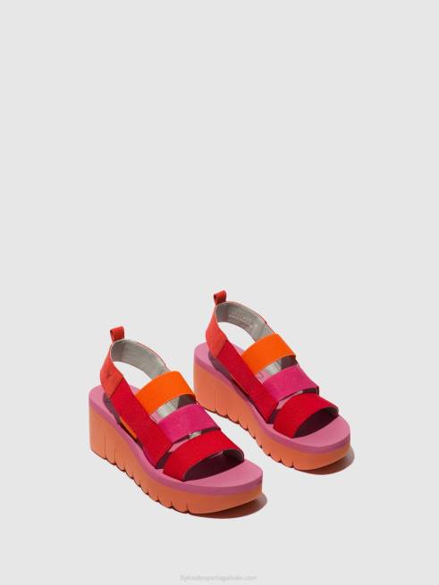 vermelho/laranja (rosa) L02L426 sandálias de tiras yere847 Fly London mulheres