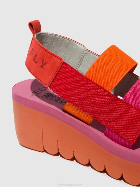 vermelho/laranja (rosa) L02L426 sandálias de tiras yere847 Fly London mulheres