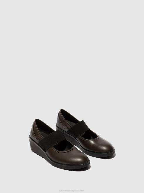 marrom L02L687 sapatos elásticos nara547 Fly London mulheres