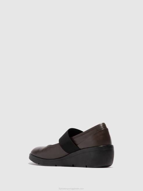 marrom L02L687 sapatos elásticos nara547 Fly London mulheres