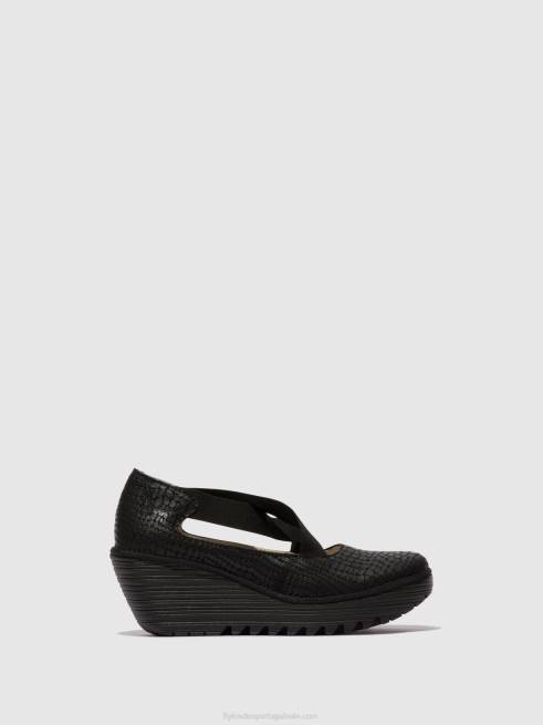preto L02L684 sapatos elásticos yoly402 Fly London mulheres