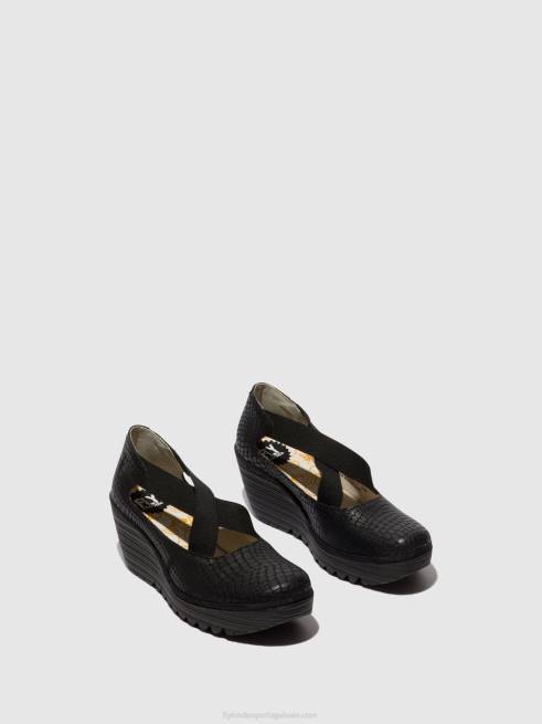 preto L02L684 sapatos elásticos yoly402 Fly London mulheres