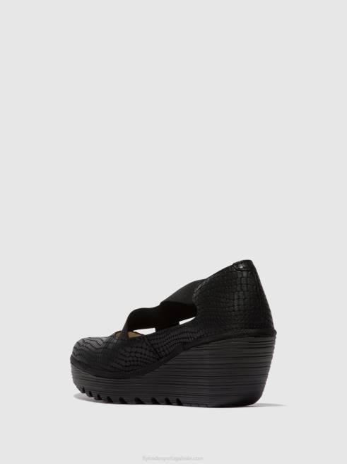 preto L02L684 sapatos elásticos yoly402 Fly London mulheres