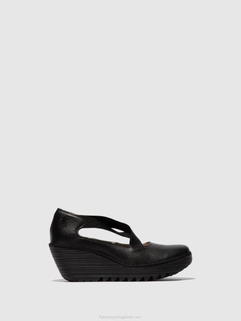 preto L02L684 sapatos elásticos yoly402 Fly London mulheres