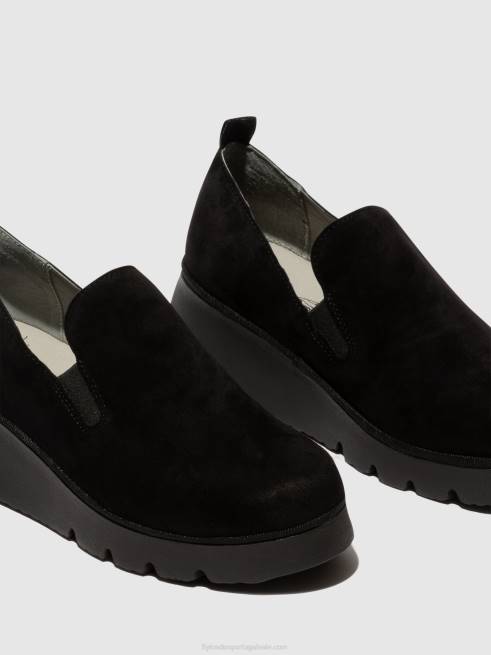 criança camurça preta L02L665 sapato sem cadarço pece406 Fly London mulheres