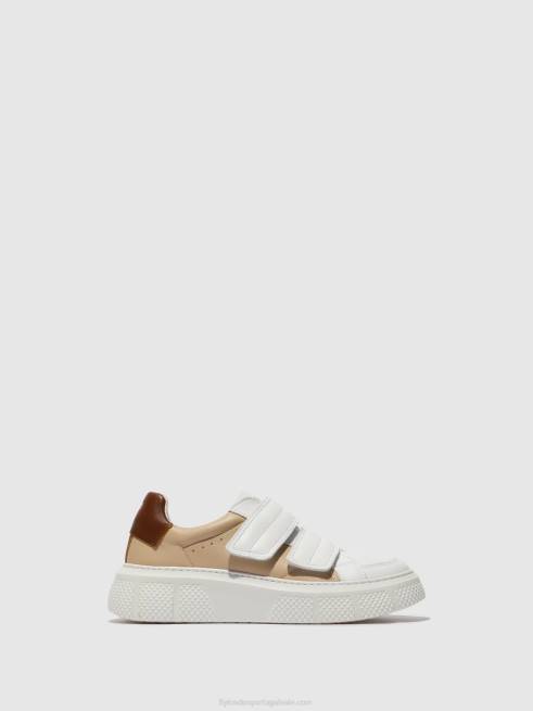 branco/bege/conhaque L02L751 tênis de velcro edda513 Fly London mulheres