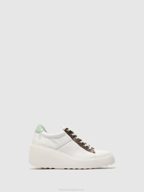 branco/bronze grafite/menta L02L722 tênis com cadarço delf580 Fly London mulheres