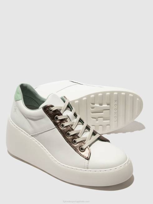branco/bronze grafite/menta L02L722 tênis com cadarço delf580 Fly London mulheres