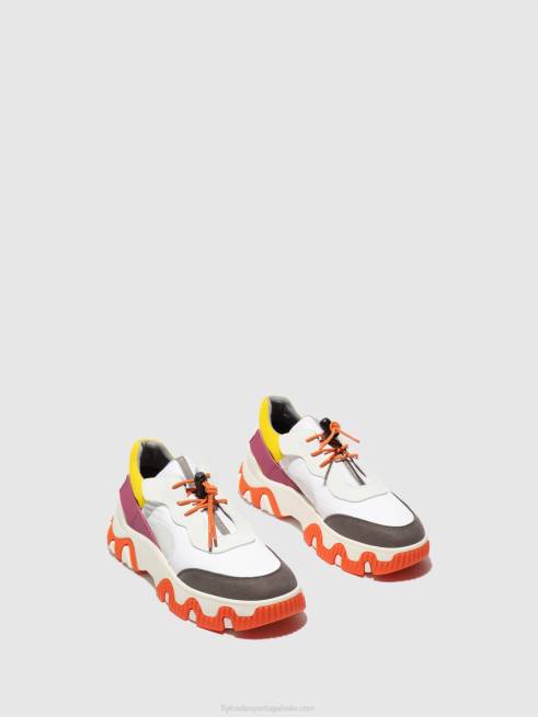 multi offwhite/amarelo/fuchia L02L773 tênis elástico fian634 Fly London mulheres