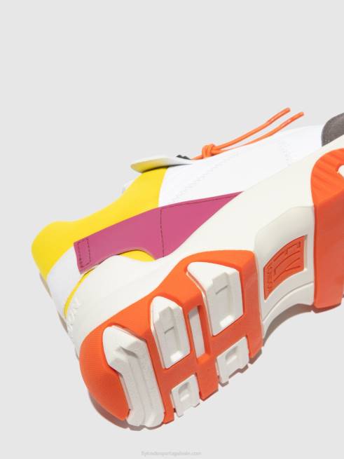 multi offwhite/amarelo/fuchia L02L773 tênis elástico fian634 Fly London mulheres